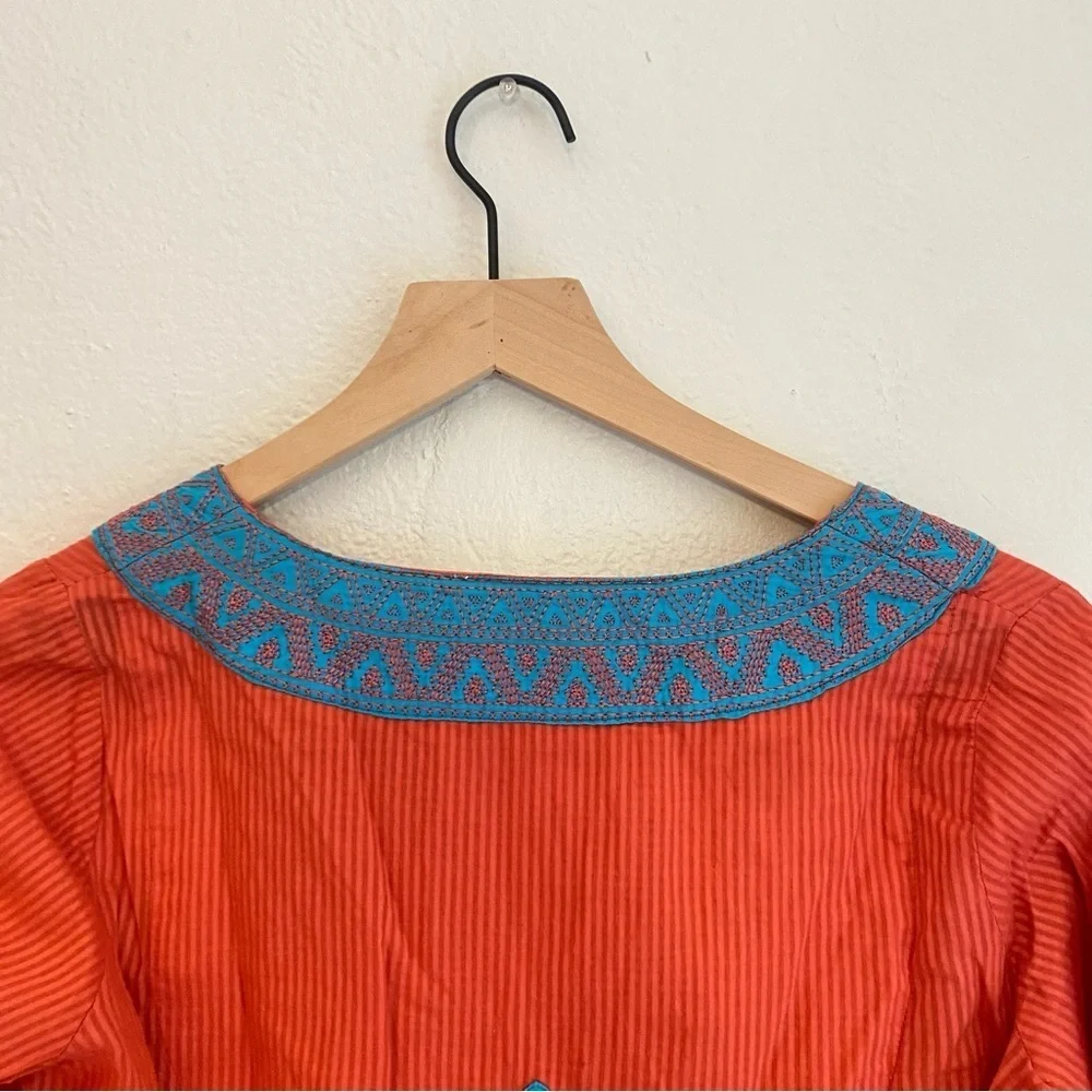 Gretchen Scott Designs Bib‎ Collar Orange and Blue Tunic